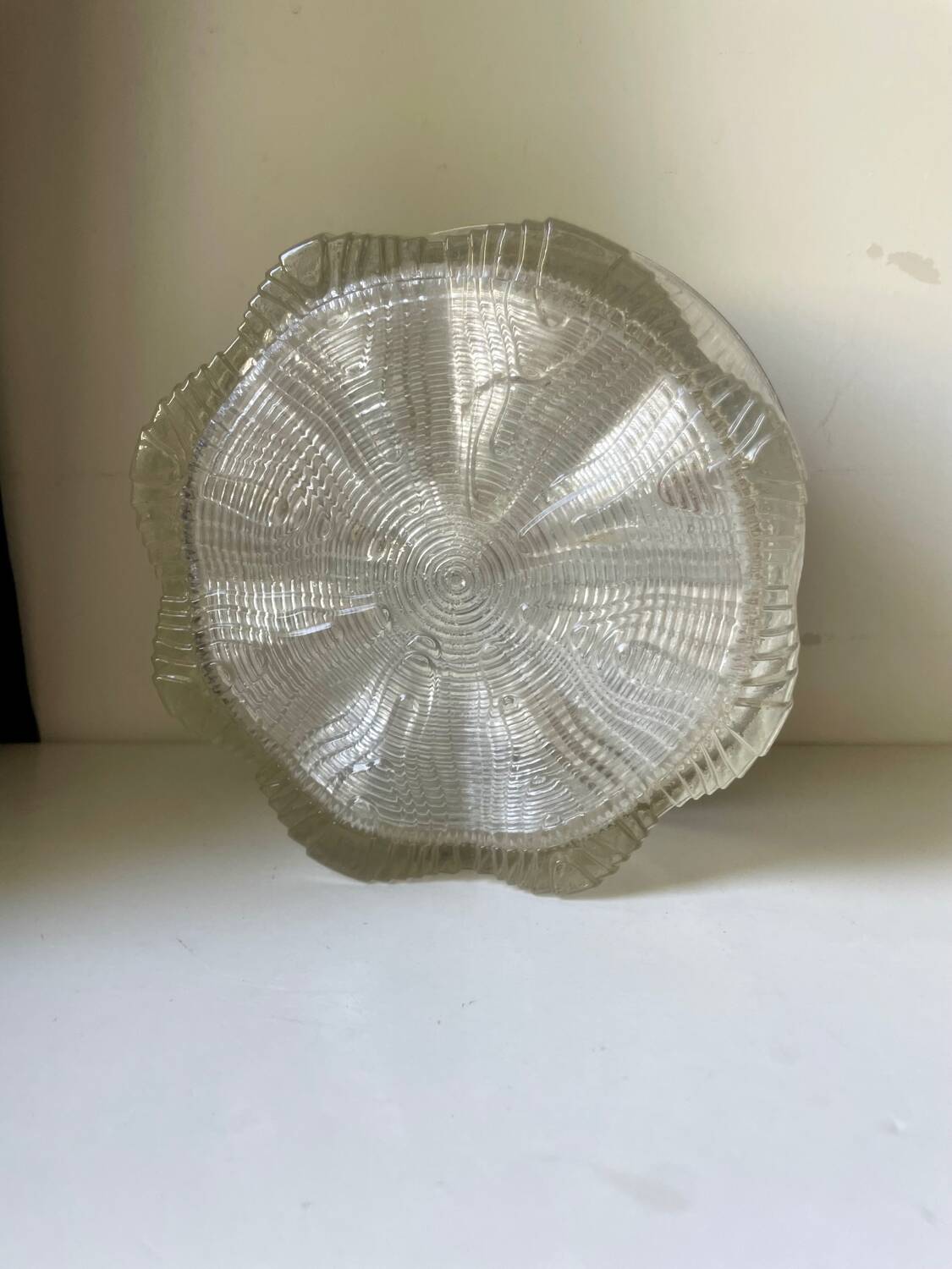 Vintage Scandinavian Midcentury wall or ceiling light in metal & glass