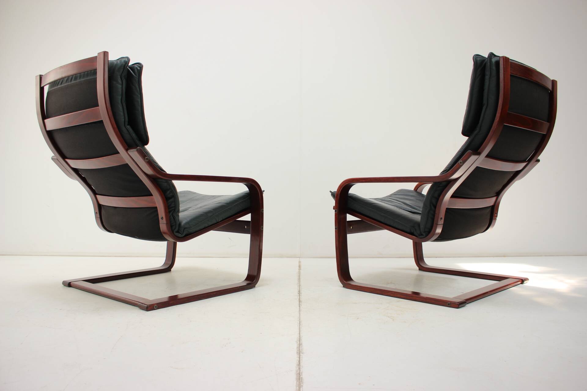 Set of Two Leather Armchairs by IKEA, Sweden, 1980's