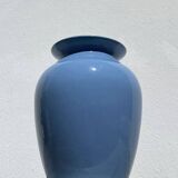 Vase balustre en céramique bleu uni minimaliste