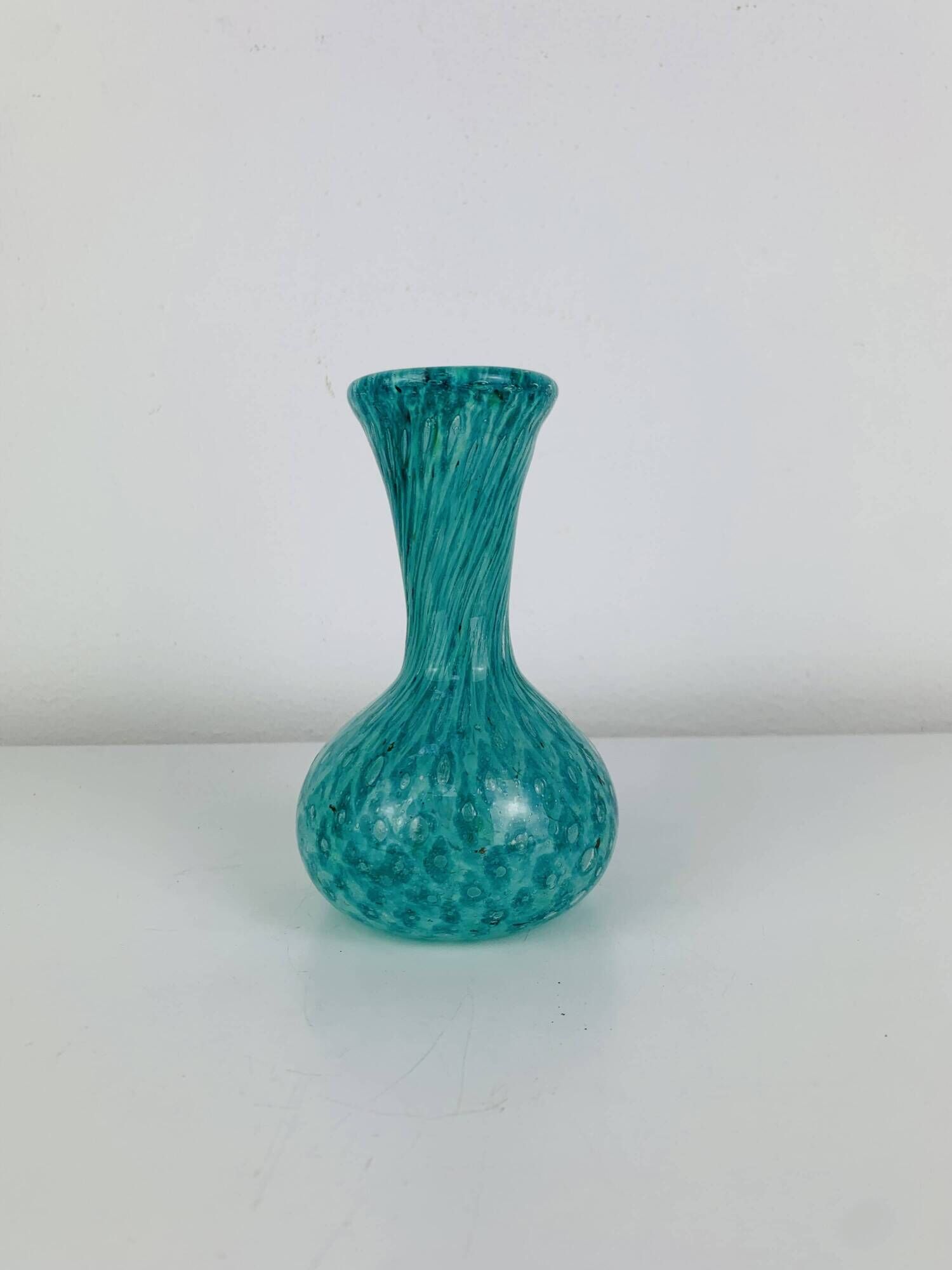 Vintage green/blue blown glass vase