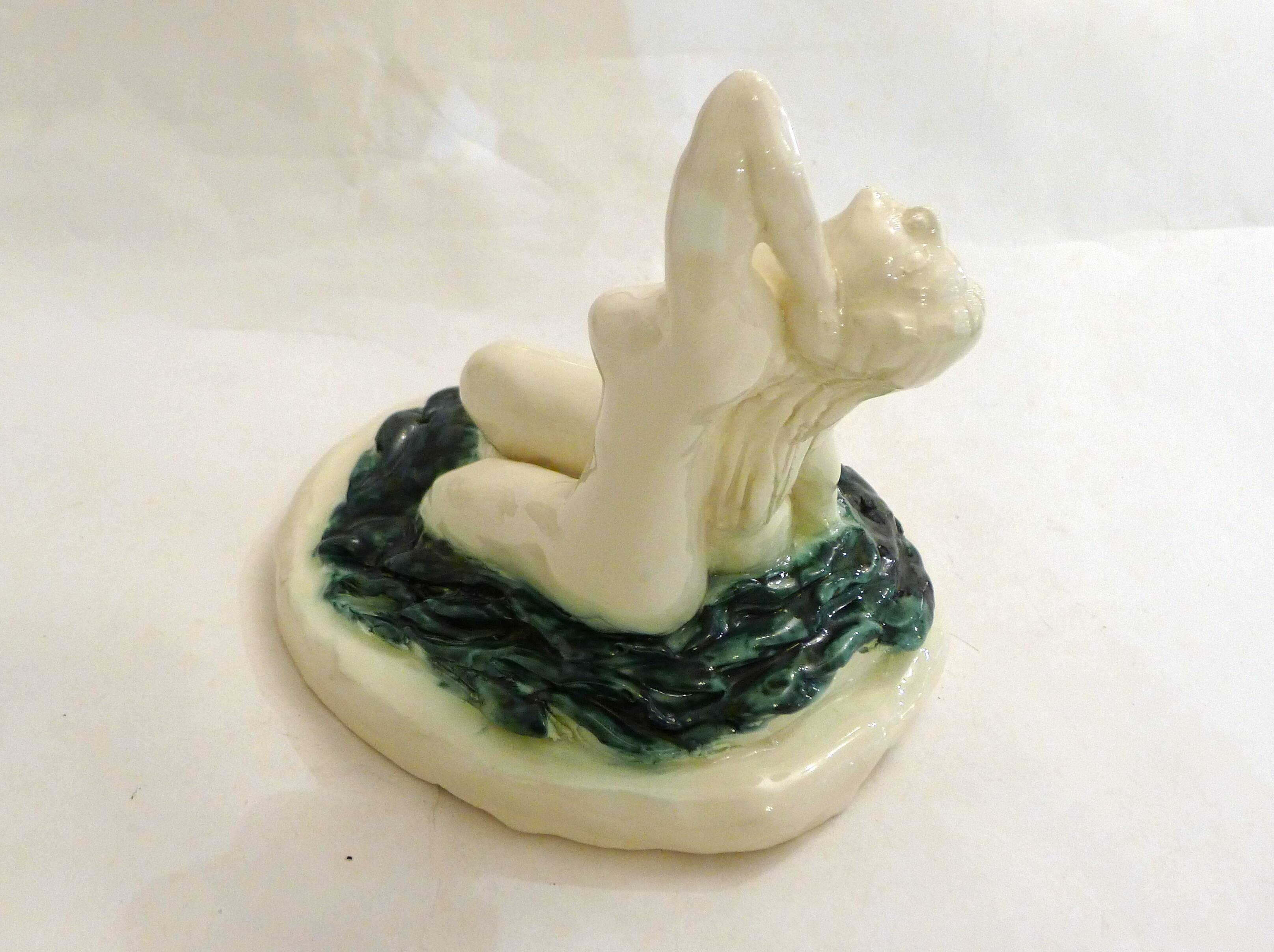 Mid-century Bathing Woman sculpture, ceramic piece.