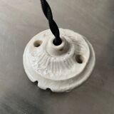 Old oval enamelled industrial hanging lamp