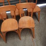 Set of 7 wooden bistro chairs