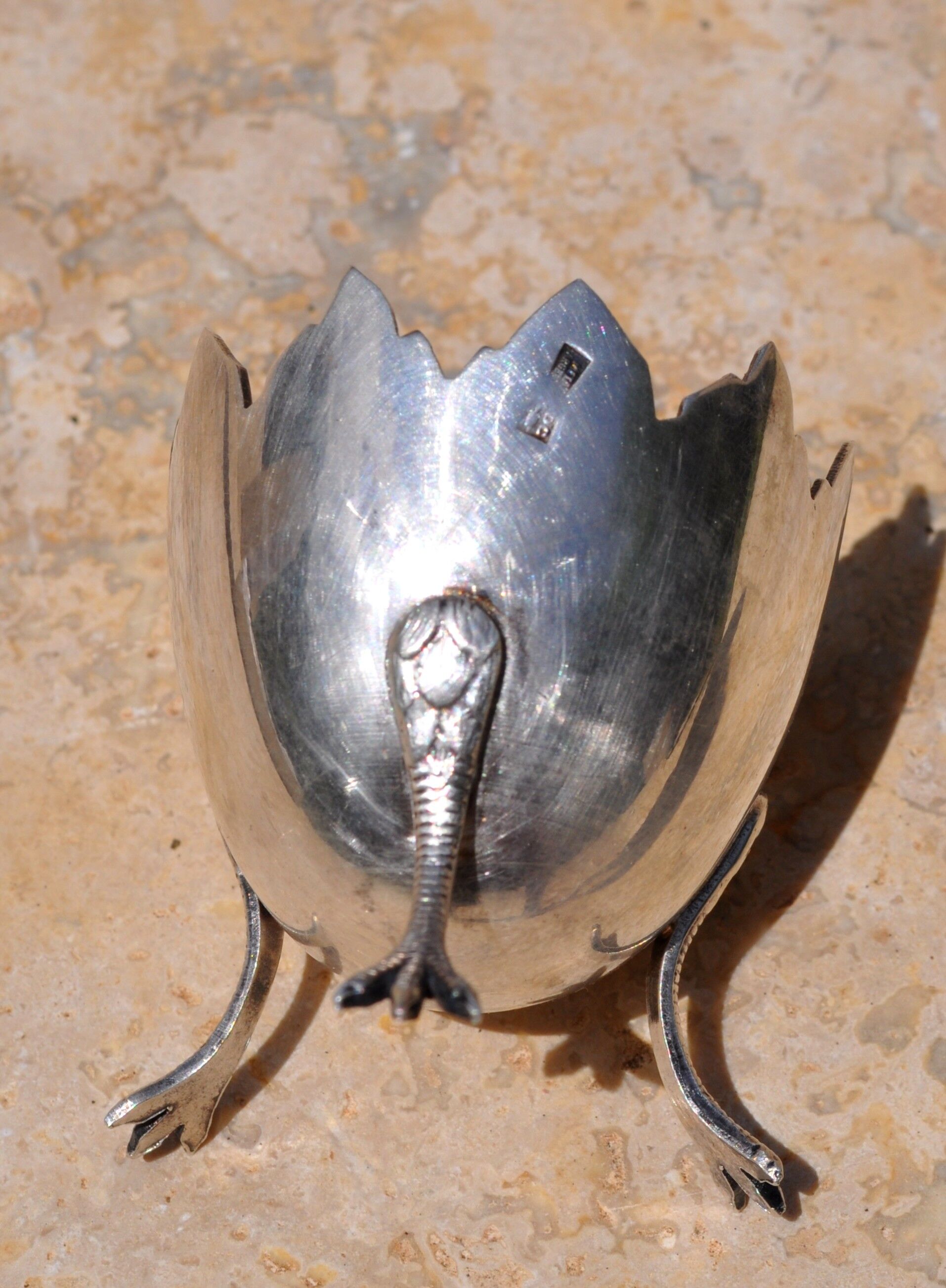 Eggcup tripod silver metal Crégut Paris