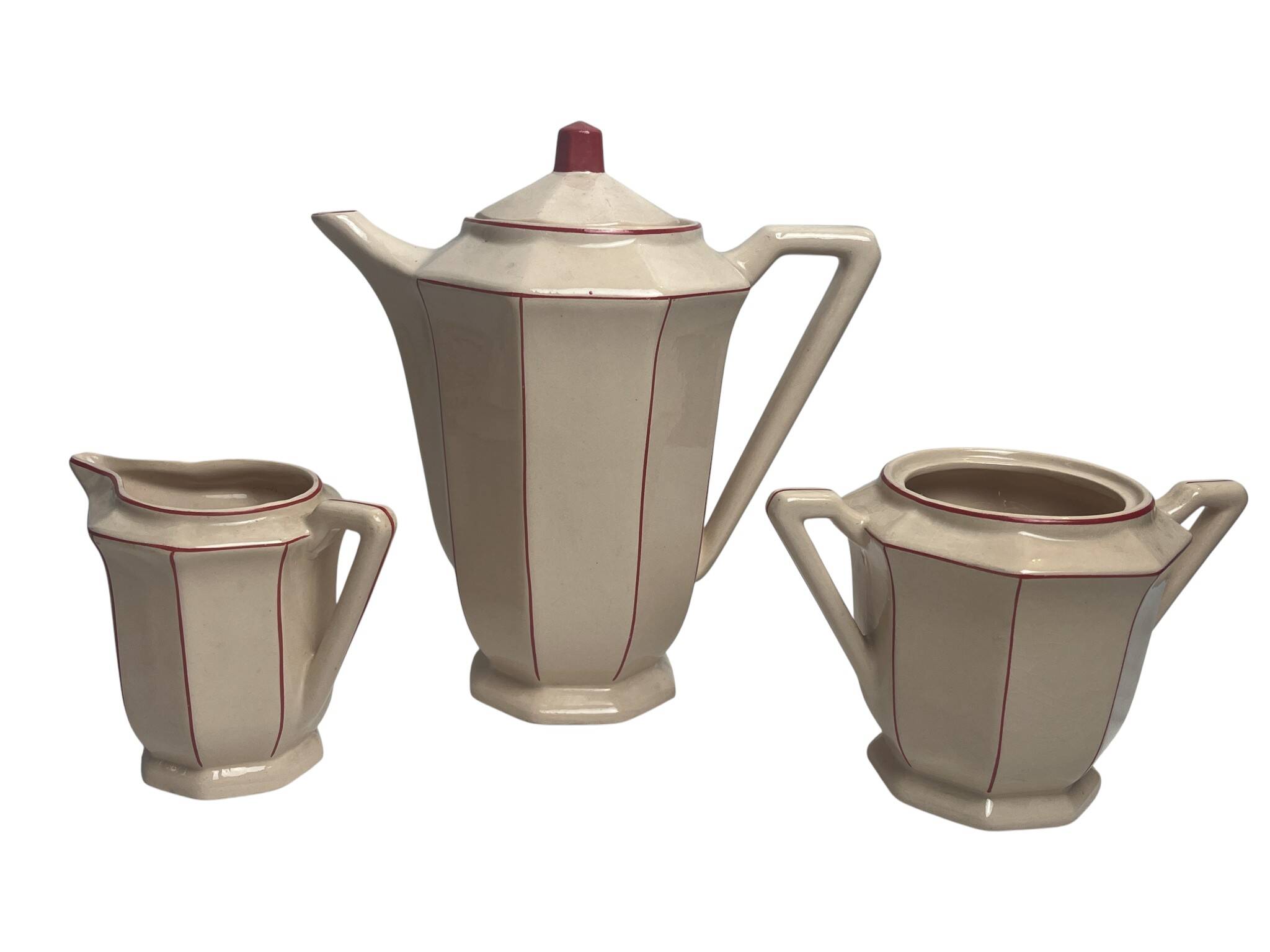 Art Deco, Digoin Sarreguemines pink coffee service circa 1930