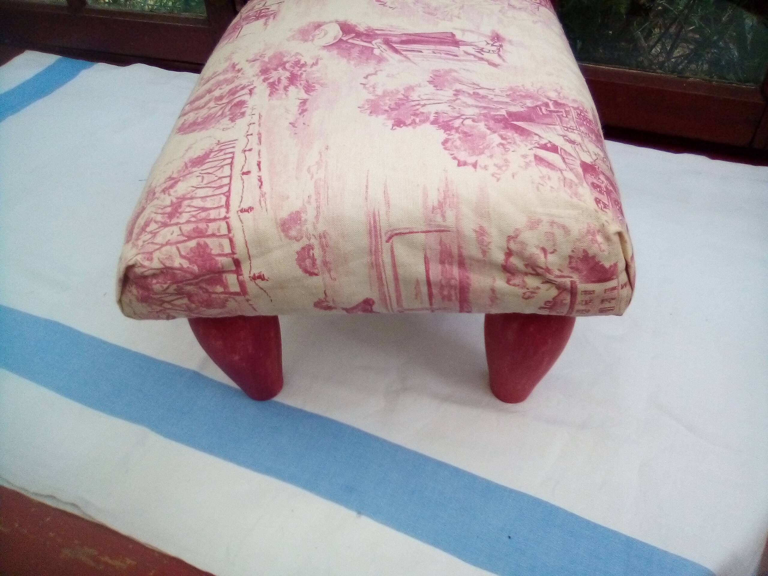 Pouf, footstool toile de jouy