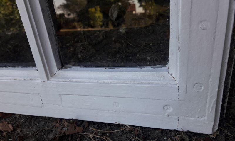 Oak window H96,8xL80,5cm old small tiles