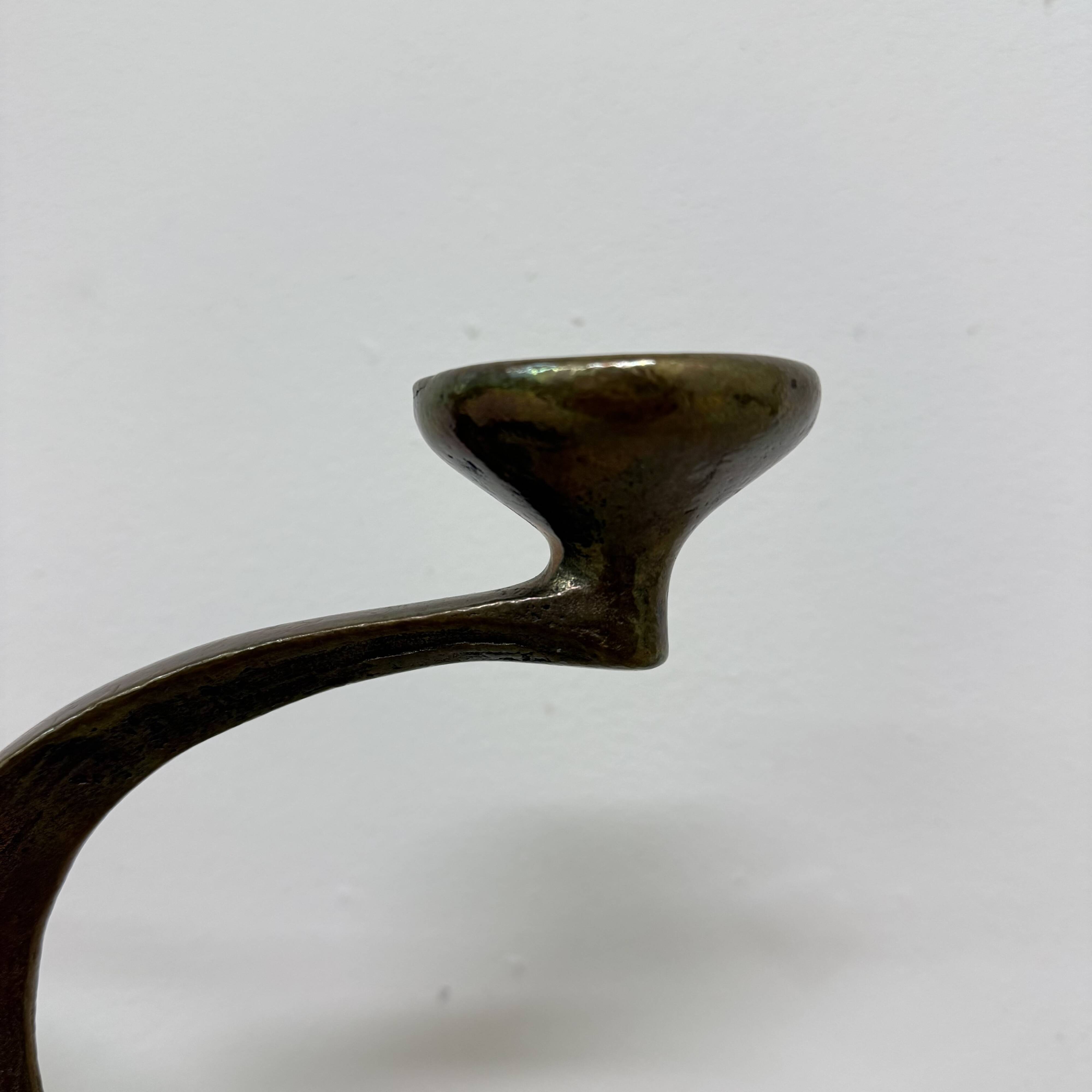 Brutalist bronze candle stick by Michael Harjes , 1970s