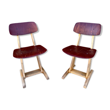 Pair of child chair Casals beech red