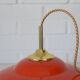 Vintage Orange Glass Pendant Light MCM Space Age Style Hanging Lamp 1970's