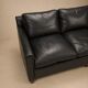 Mid-century black leather Scandinavian 3-seater sofa, 1950s