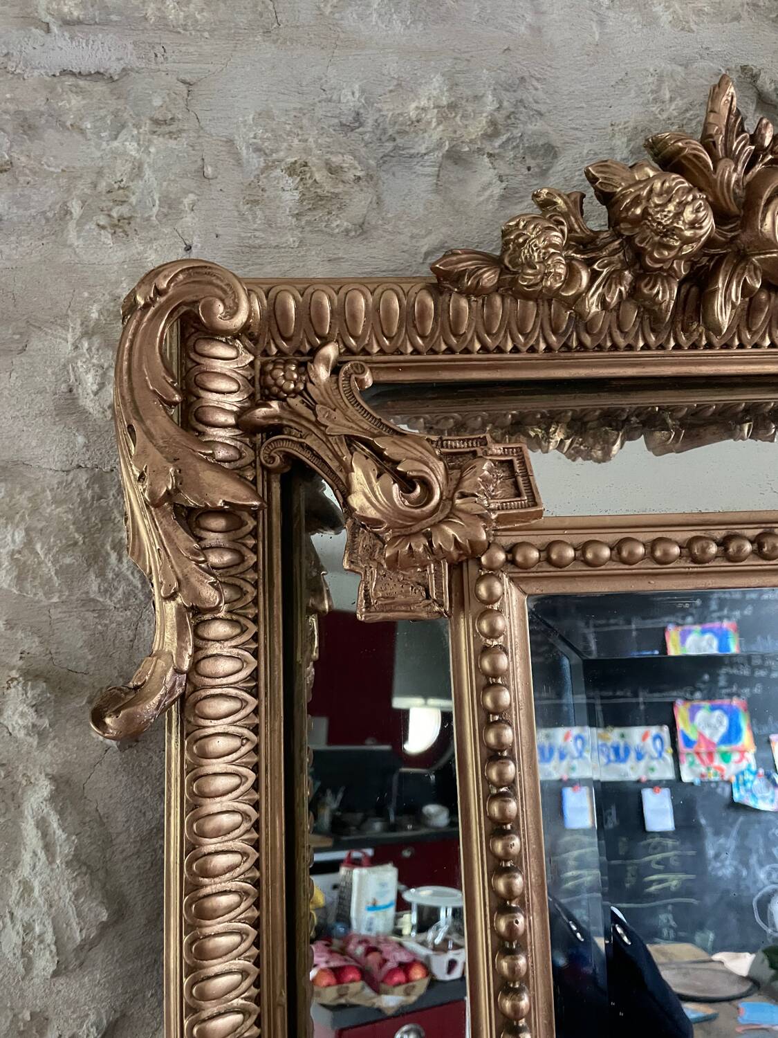 Mercury mirror with frame from the 19th century.