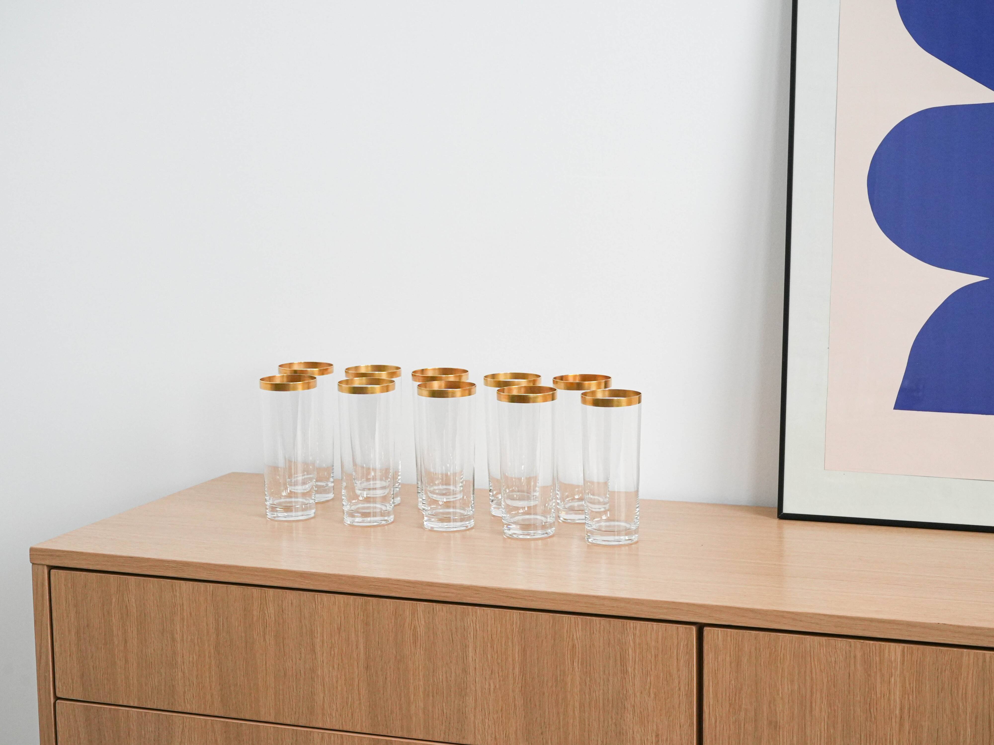 Set of crystal glasses, Italian design, 1970s, made in Italy