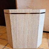 Travertine and brass coffee table