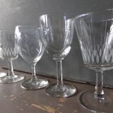 Set of 5 antique mismatched glasses
