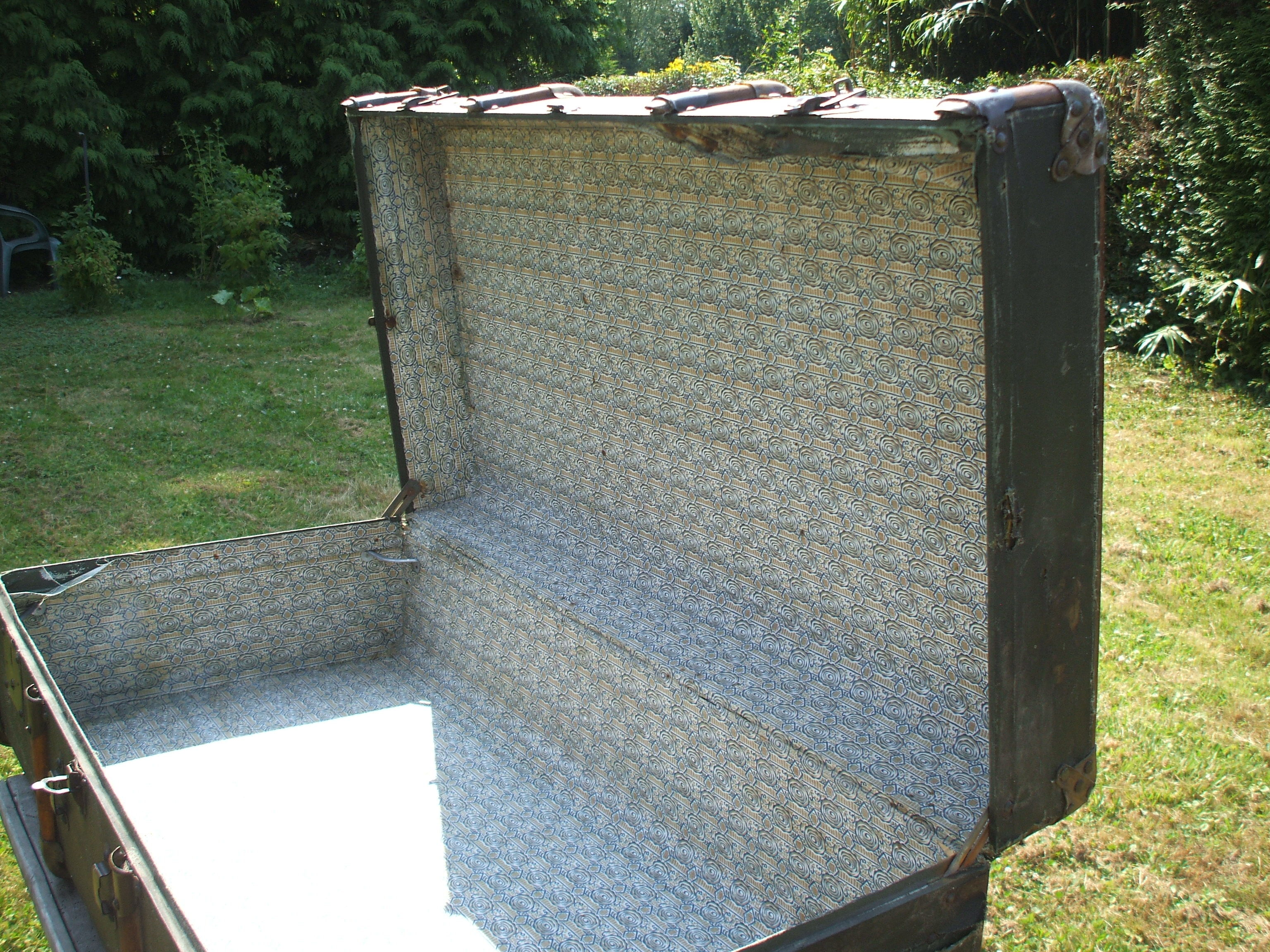 Green vintage travel trunk