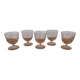 Ensemble vintage de 5 verres gravé sur pieds