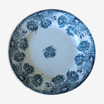 Plate old porcelain iron earth saint Amandinoise carnations