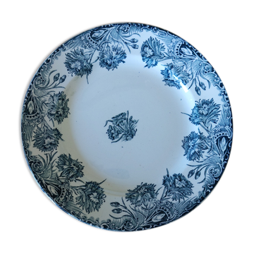 Assiette ancienne porcelaine terre de fer saint Amandinoise oeillets
