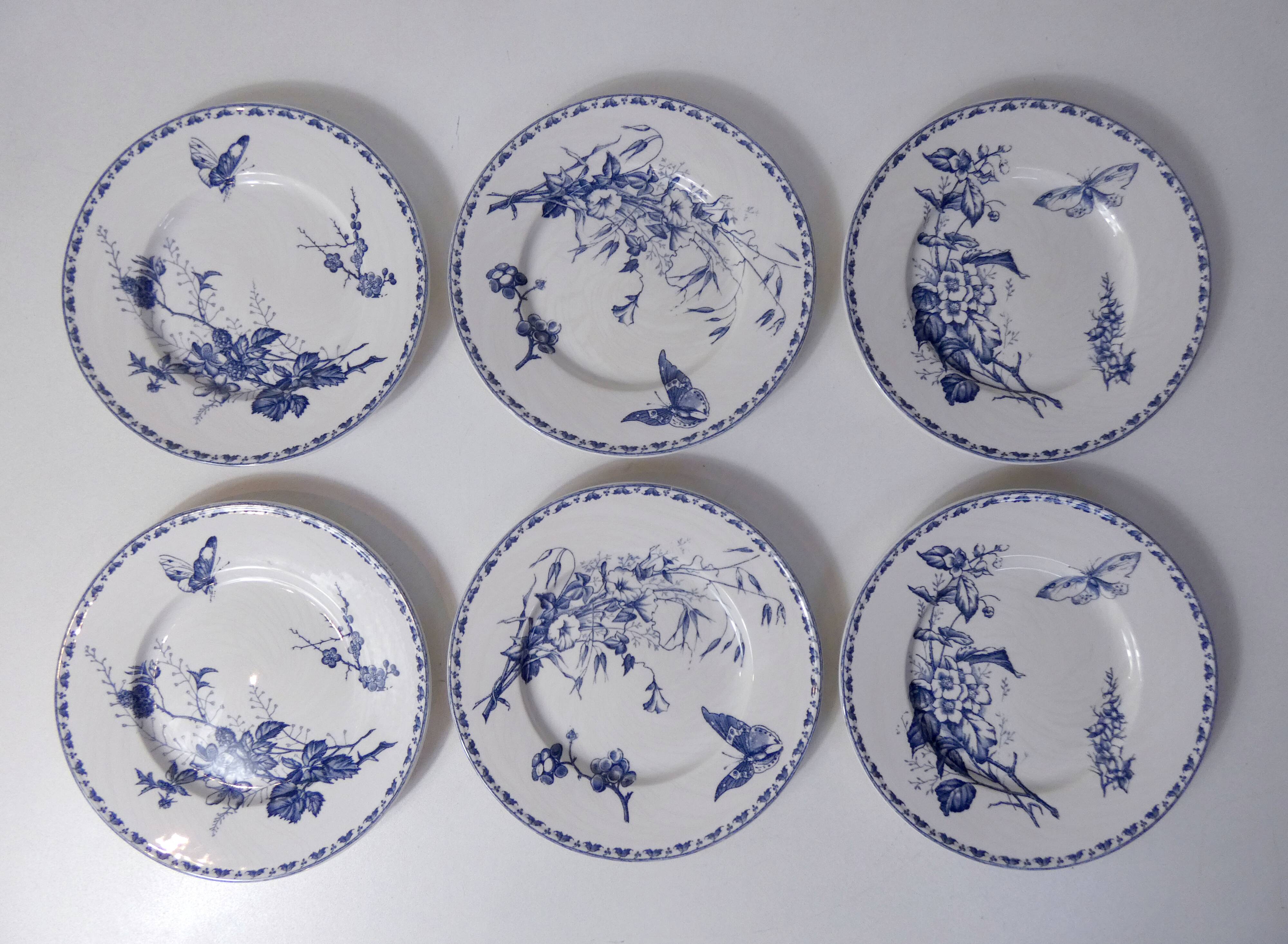 Terre de fer 6 Sarreguemines butterfly dessert plates