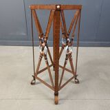 Iron Faux Leather Side Table in the style of Jacques Adnet