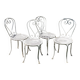 Suite de 4 chaises de jardin fer forgé XIXé motif cœur