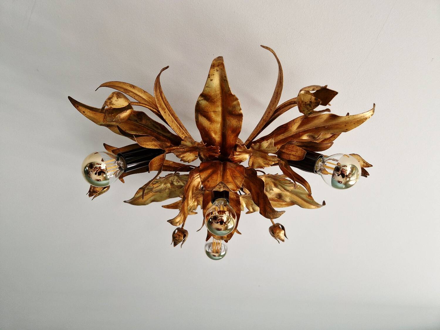 Italian ceiling light in gold-tone metal, 1970s
