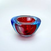 Red and blue Sommerso ashtray by Seguso, Murano glass, Italy, 1970