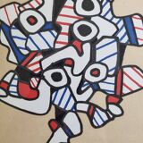 Silkscreen print after Jean Dubuffet, framed, 1970s, 25 x 31 cm