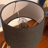 Vintage bronze hunting dog table lamp, marble base and brass tube