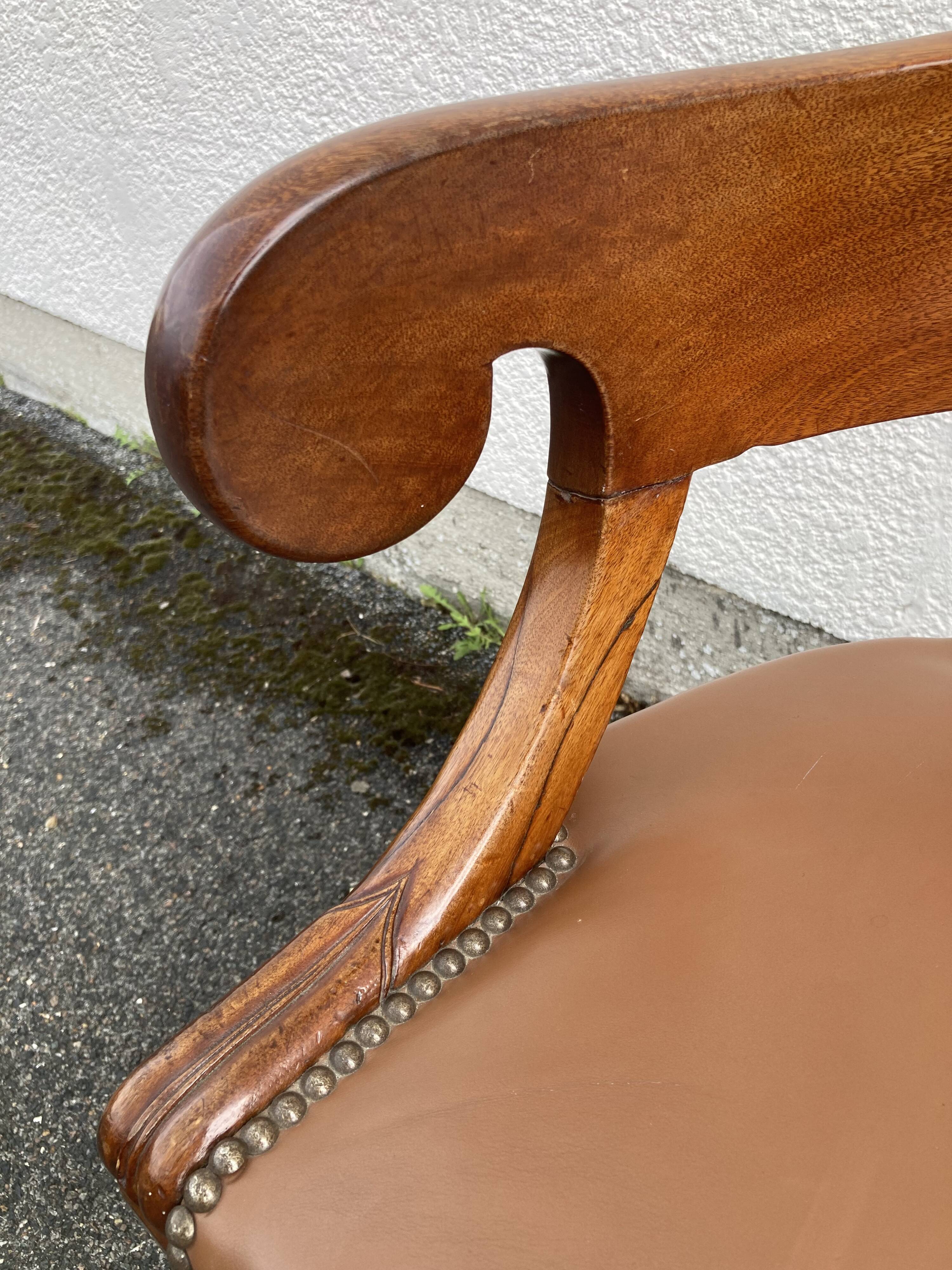 19th-century mahogany office chair