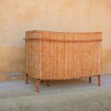 Rattan bar with 3 vintage stools