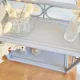 Grey vintage rattan shelf