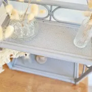 Etagère rotin ancienne grise