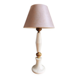 Vintage Table Lamp in White Marble and Brass