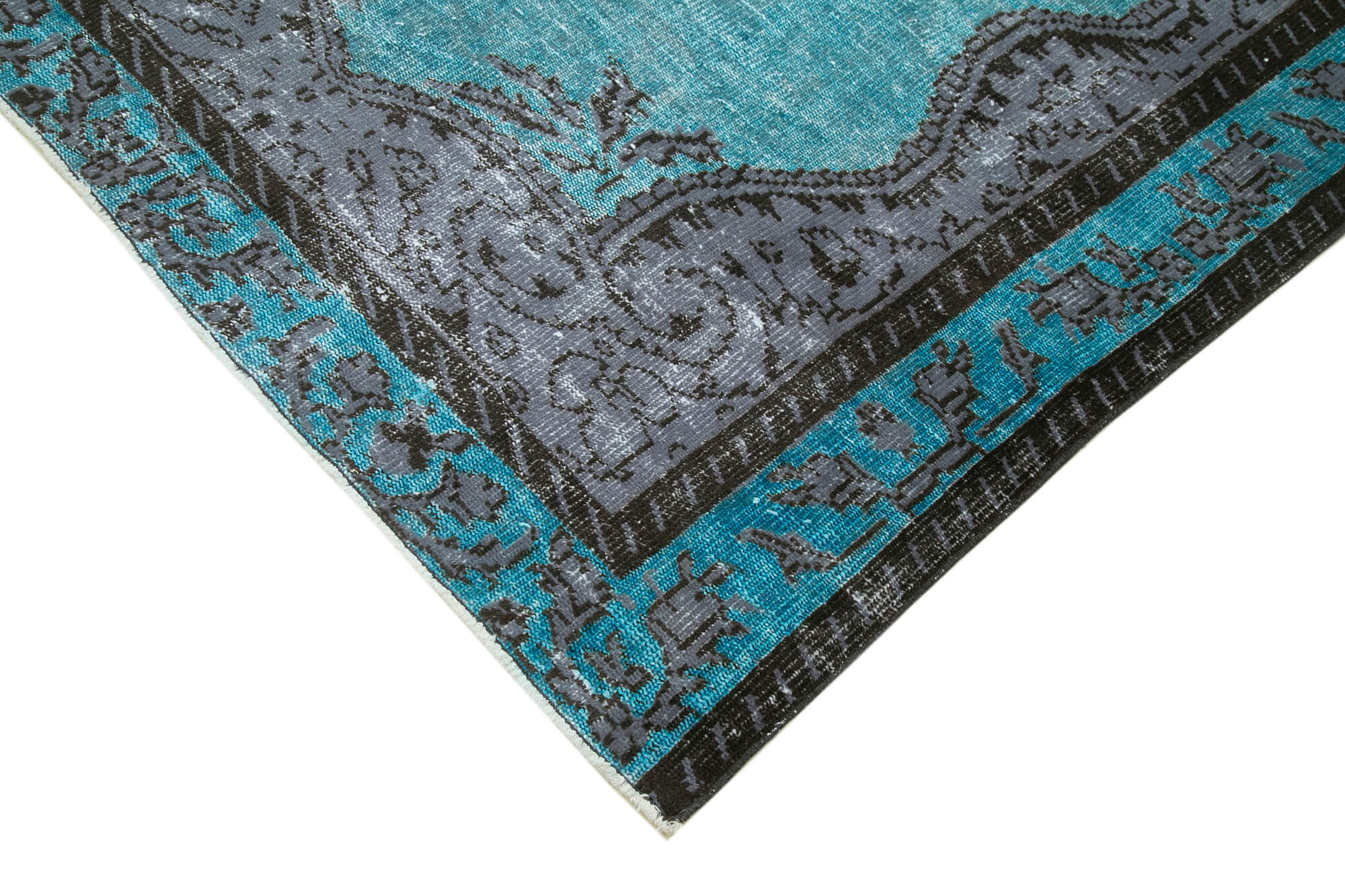 Handmade Rustic Anatolian 1980s 180 cm x 275 cm Turquoise Rug