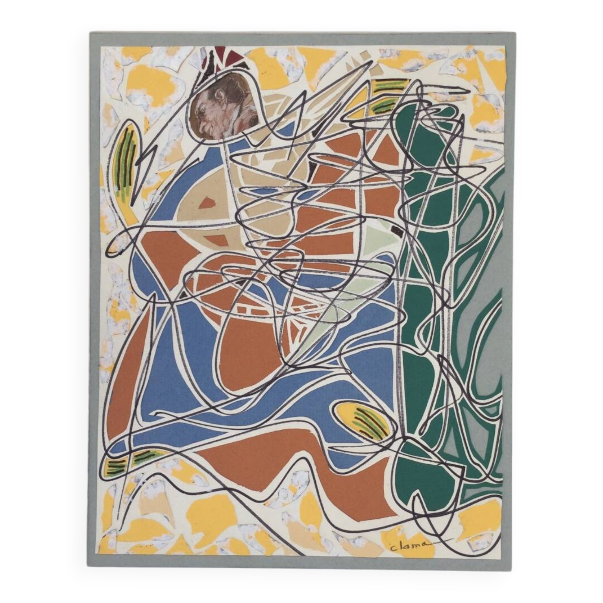 Pierre clamagirand, known as clama (1934-2015). mixed media.