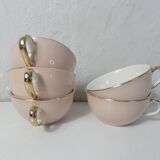 5 cups Villeroy & Boch pink and gold by Lucien Engel
