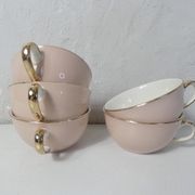 5 tasses Villeroy & Boch rose et or par Lucien Engel