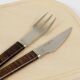 Snack set János Megyik, knife, fork and wooden board, Amboss Austria, 1970s