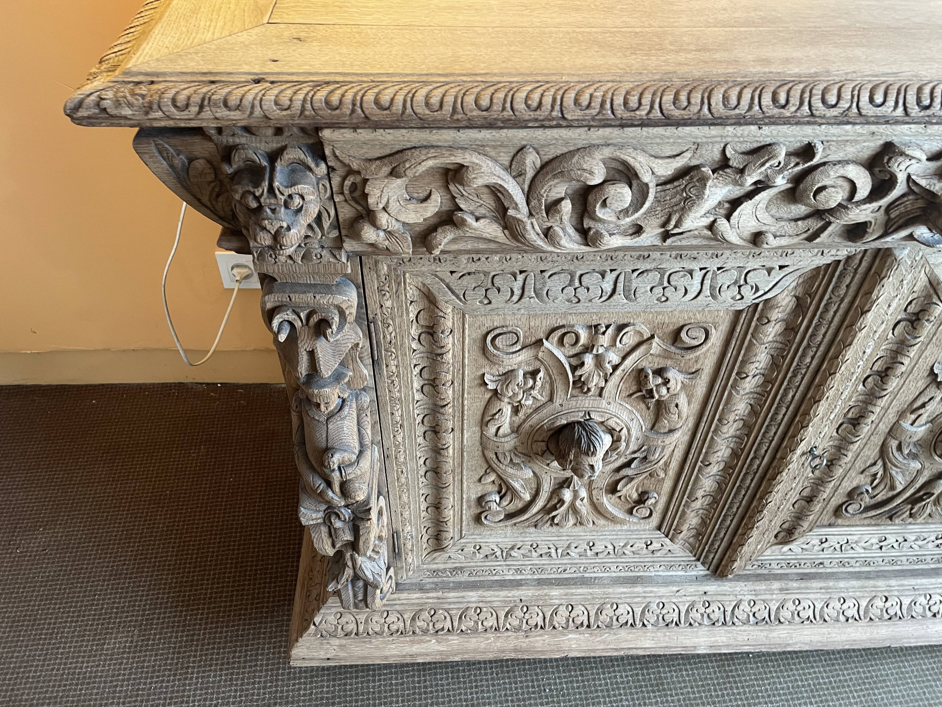 Carved wooden sideboard