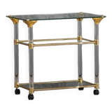 Vintage brass and lucite serving trolley, France 1960s
