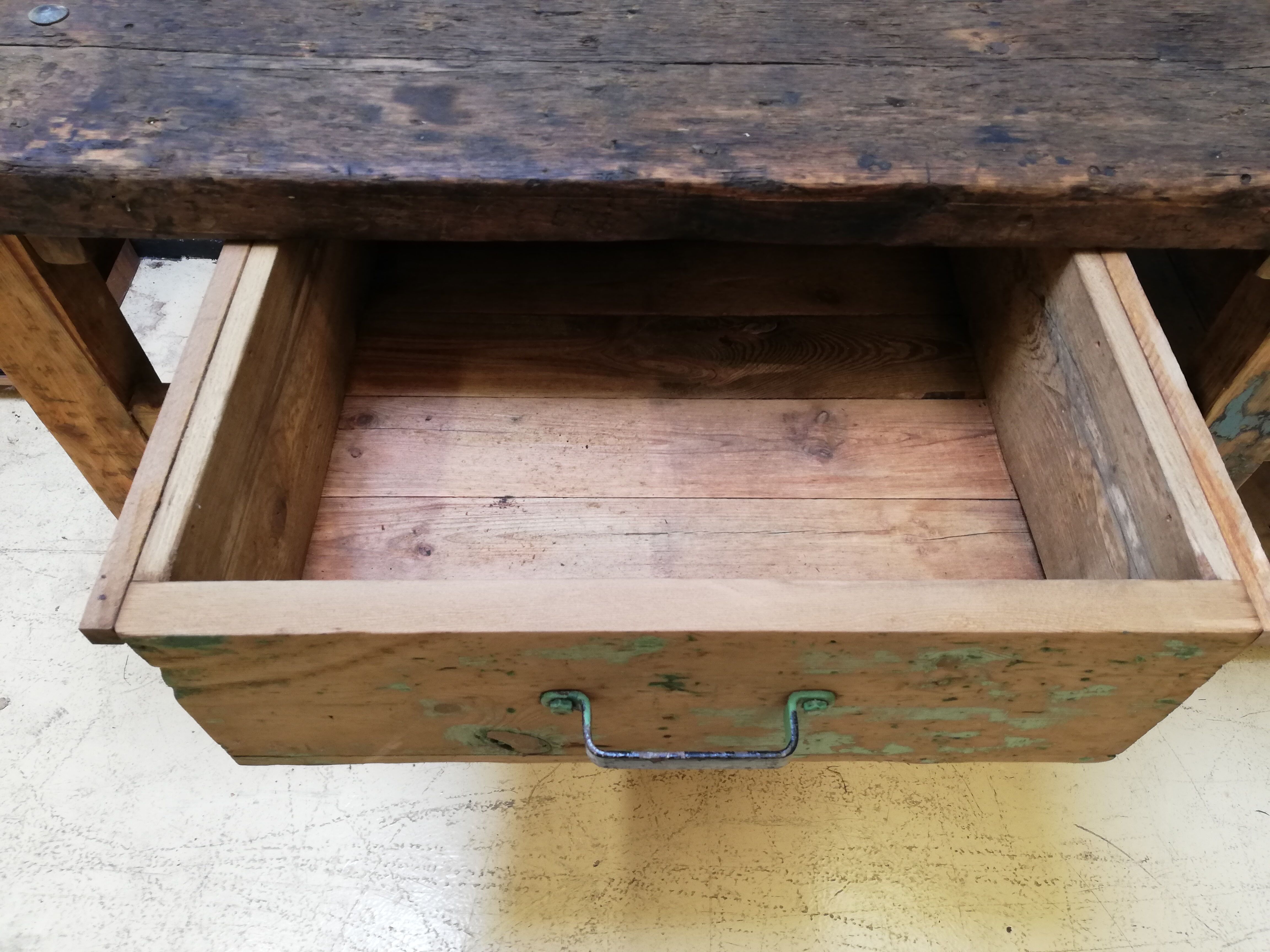 Large solid wooden carpenter's workbench