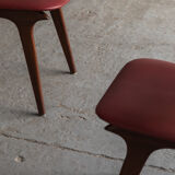 Set of 4 dining chairs in teak and burgundy by Louis van Teeffelen, The Netherlands, 1960’s