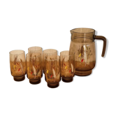 Service à orangeade vintage J.G. Durand Tivoli en verre fumé, 7 pièces