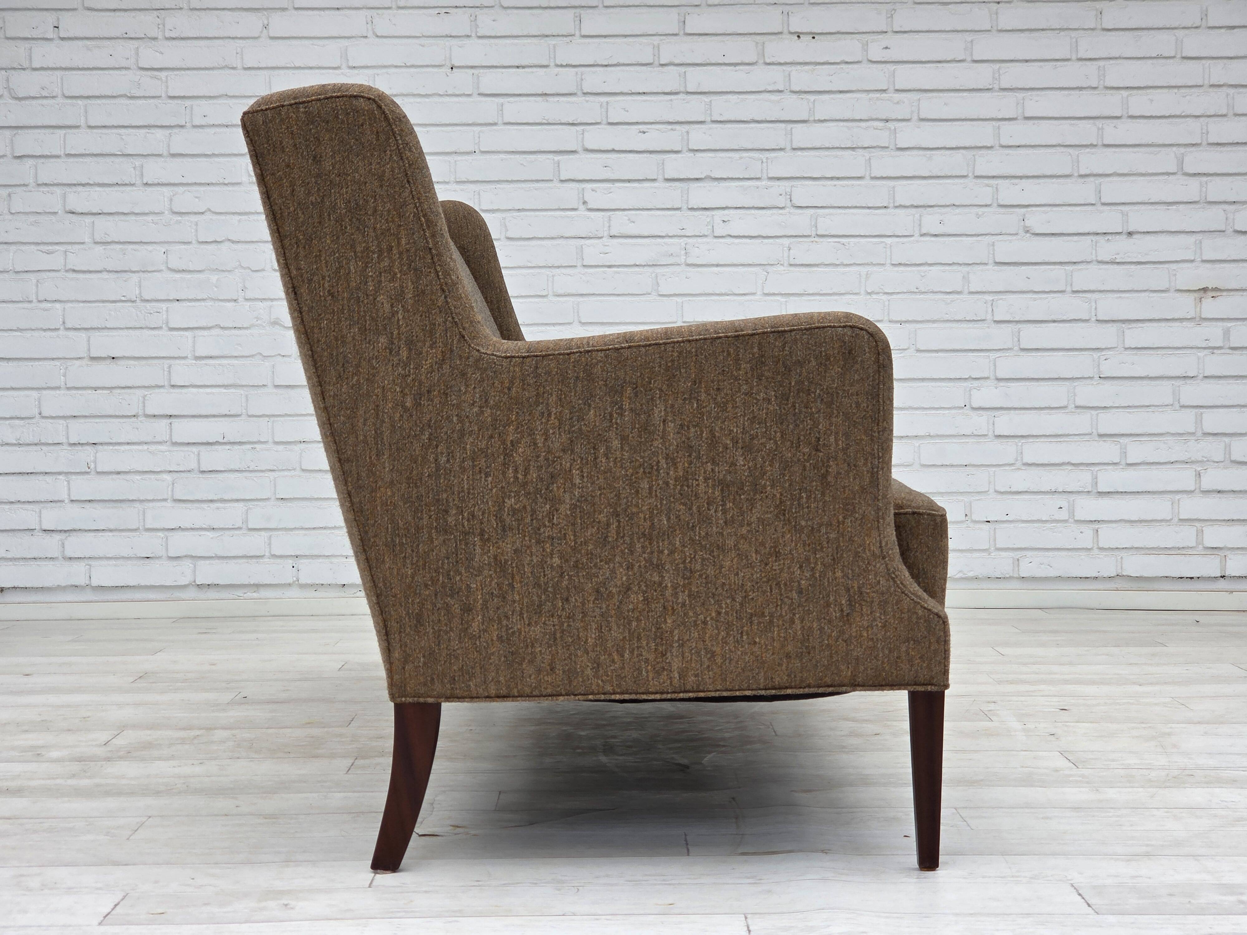 1960s, Danish 3-seater sofa, furniture wool, teak wood.