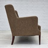 Années 1960, canapé 3 places danois, laine d'ameublement, bois de teck.