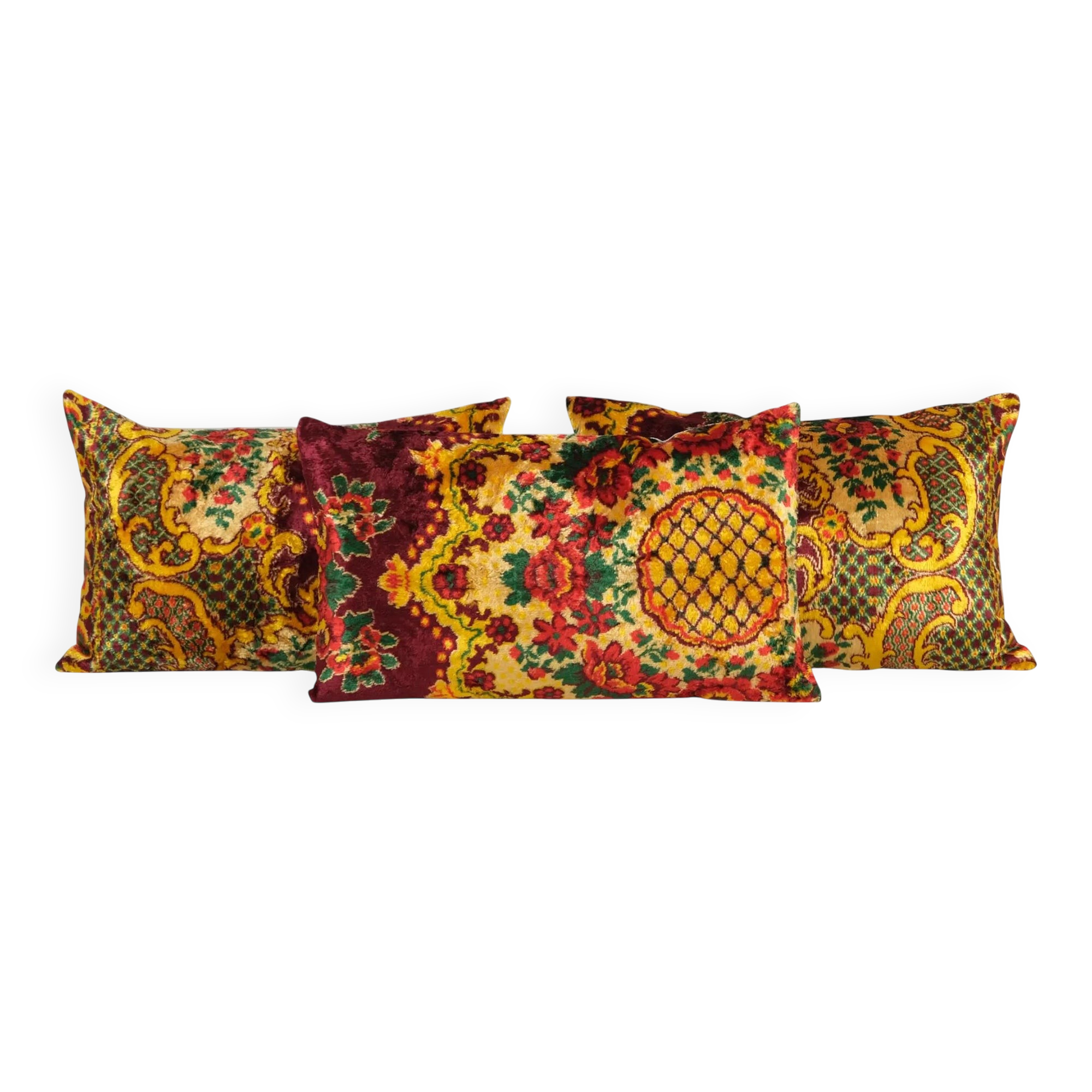 Set of 3 vintage velvet cushion covers 41x61 cm