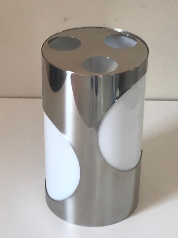 Lampe inox et perpex design Space Age 1970