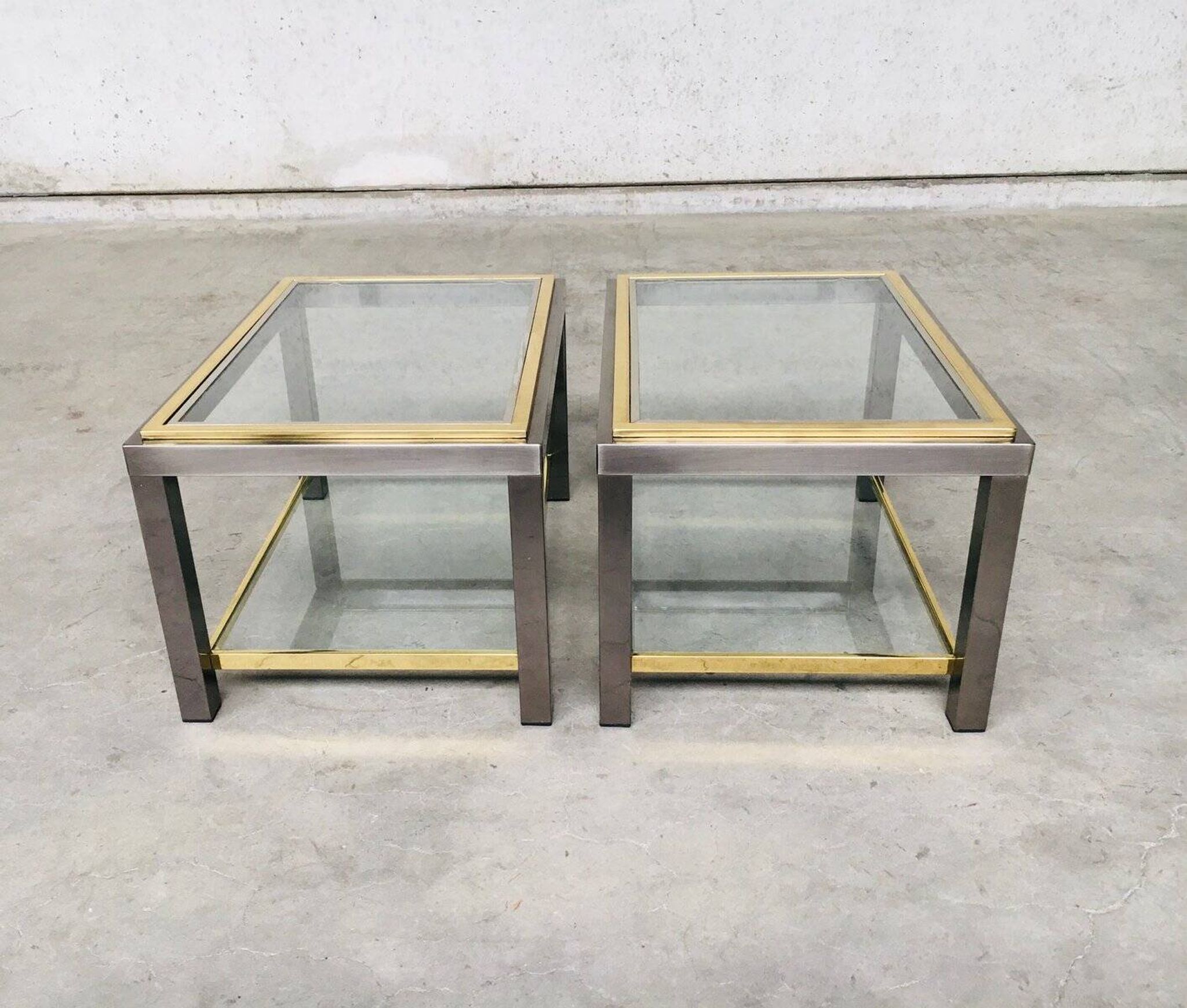 Hollywood Regency Two-Tier Sofa End Tables, 1970s, Set of 2